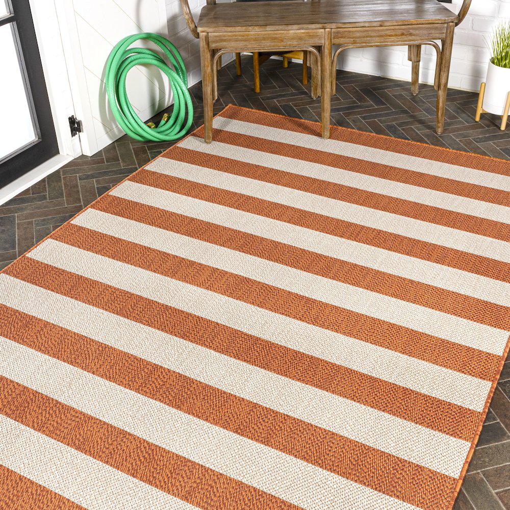 Negril Two Tone Wide Stripe Indoor/Outdoor Area Rug