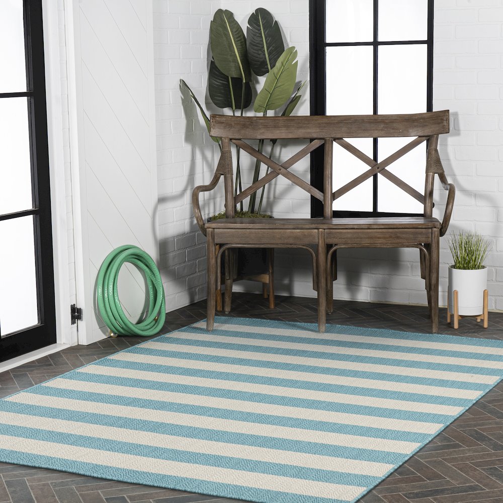 Negril Two Tone Wide Stripe Indoor/Outdoor Area Rug
