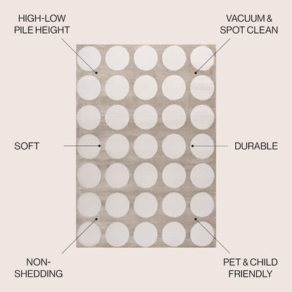 Adrian Modern Geometric Circle Dot High-Low Area Rug