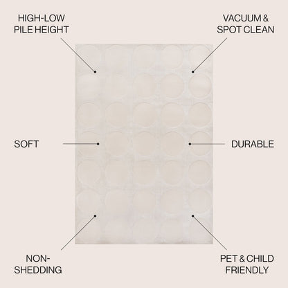 Adrian Modern Geometric Circle Dot High-Low Area Rug