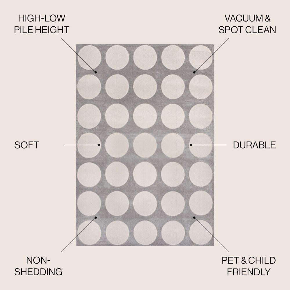 Adrian Modern Geometric Circle Dot High-Low Area Rug