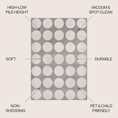 Adrian Modern Geometric Circle Dot High-Low Area Rug