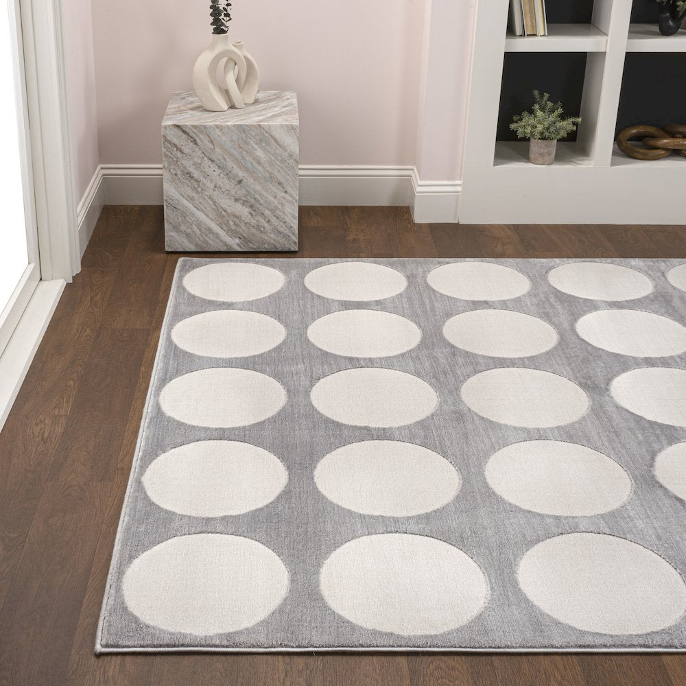 Adrian Modern Geometric Circle Dot High-Low Area Rug