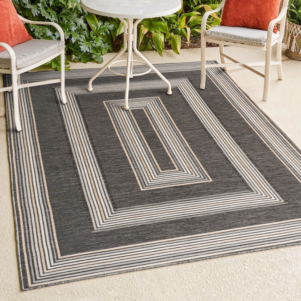 Nautical Mitre Stripe Reversible Machine-Washable Indoor/Outdoor Runner Rug