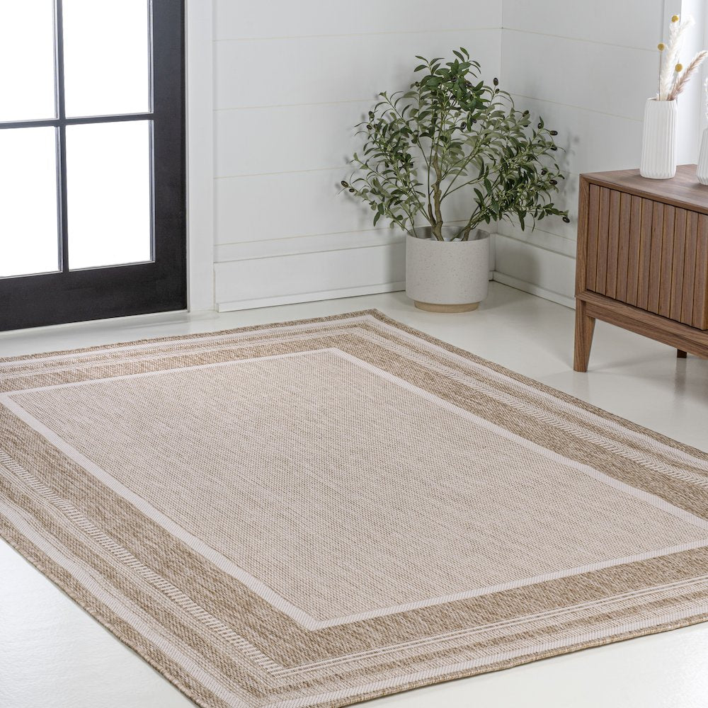 Beckett Classic Casual Border Stripe Indoor/Outdoor Area Rug