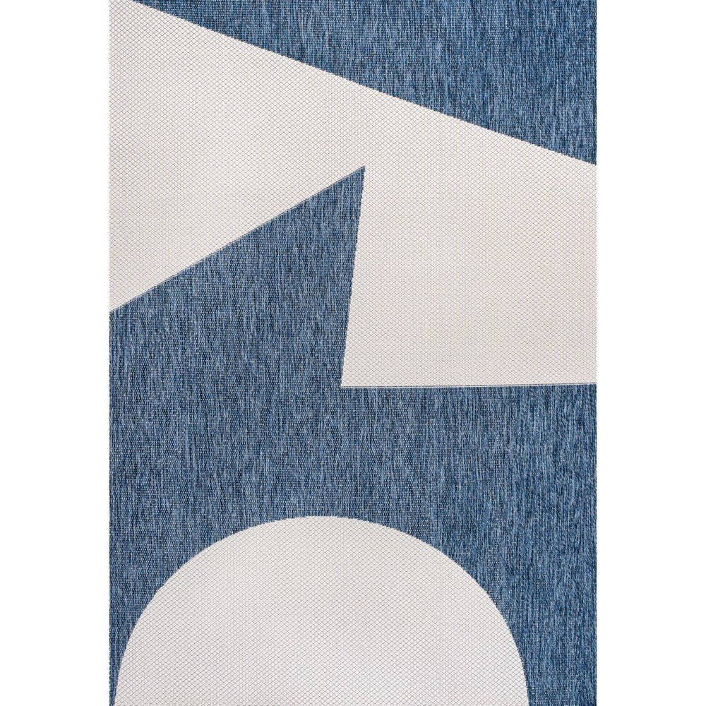 Two-Tone Navy/Cream 8 ft. x 10 ft. Indoor/Outdoor Area Rug