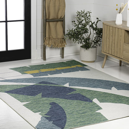 Palm Leaf Green/Cream 8 ft. x 10 ft. Indoor/Outdoor Area Rug