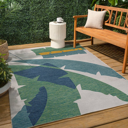 Palm Leaf Green/Cream 8 ft. x 10 ft. Indoor/Outdoor Area Rug