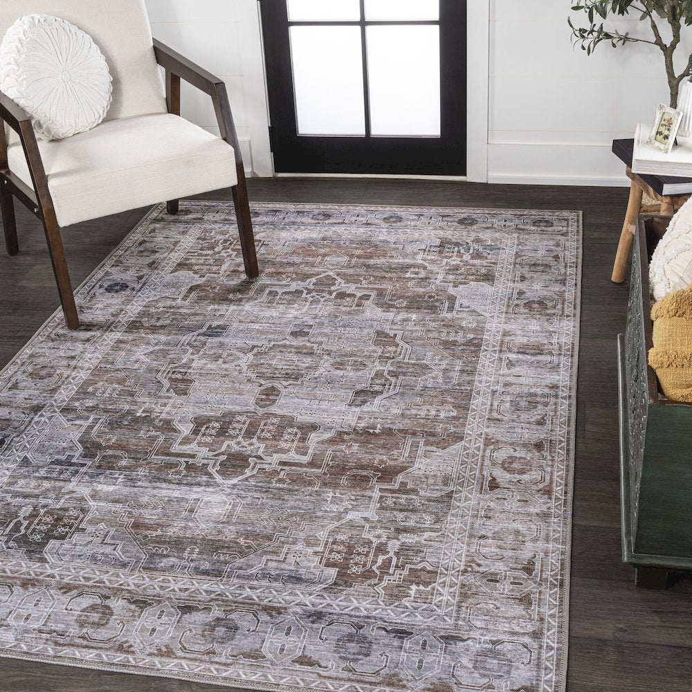 Alanya Ornate Medallion Machine-Washable Area Rug