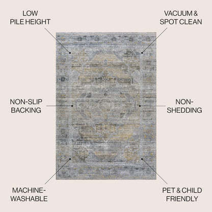 Alanya Ornate Medallion Machine-Washable Area Rug