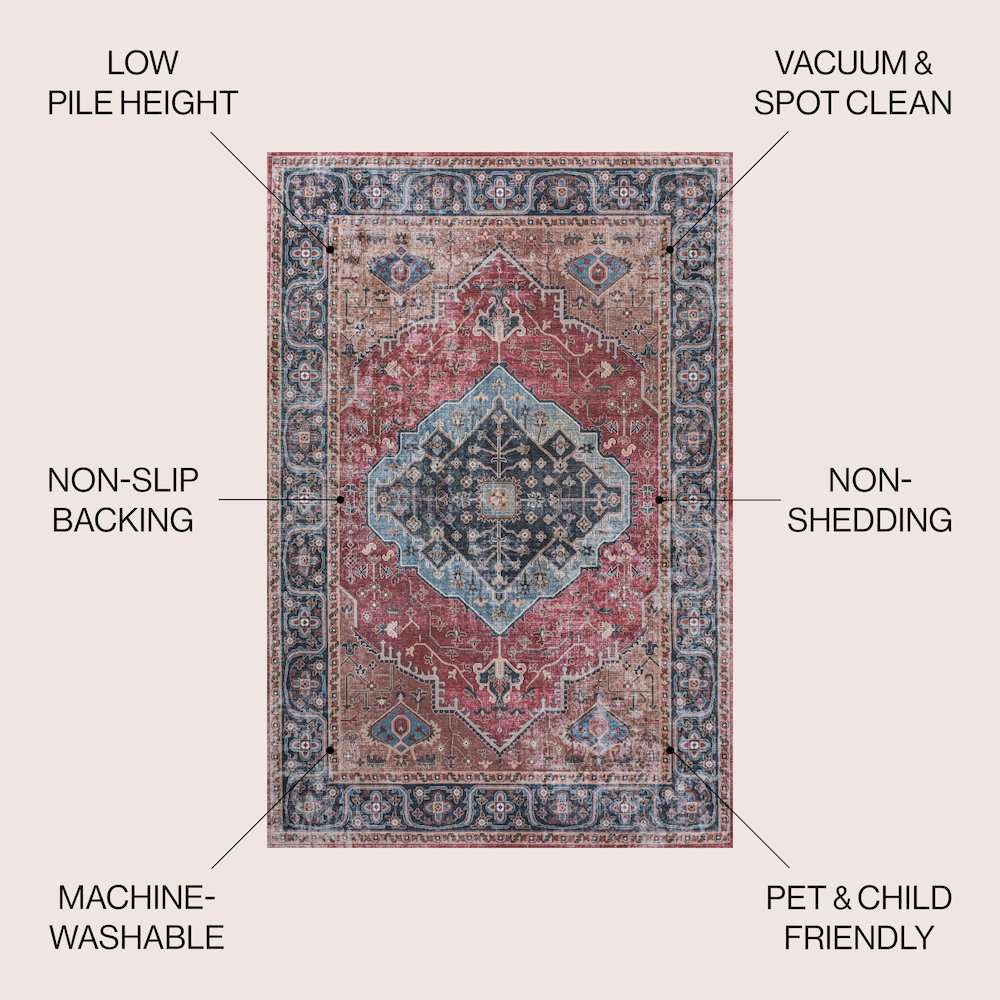 Alacati Ogee Medallion Machine-Washable Area Rug
