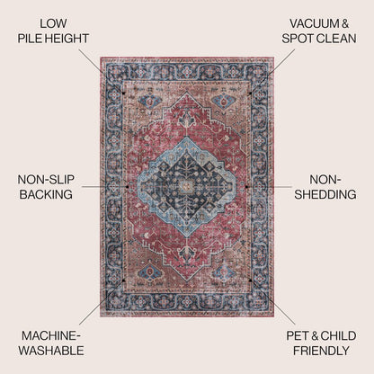 Alacati Ogee Medallion Machine-Washable Area Rug