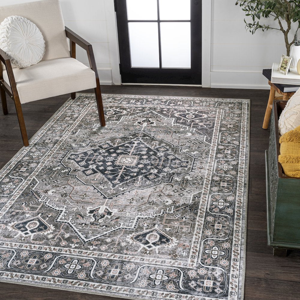 Alacati Ogee Medallion Machine-Washable Area Rug