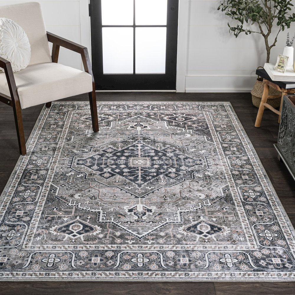 Alacati Ogee Medallion Machine-Washable Area Rug