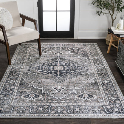 Alacati Ogee Medallion Machine-Washable Area Rug