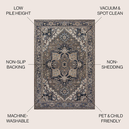 Cirali Ornate Large Medallion Machine-Washable Area Rug