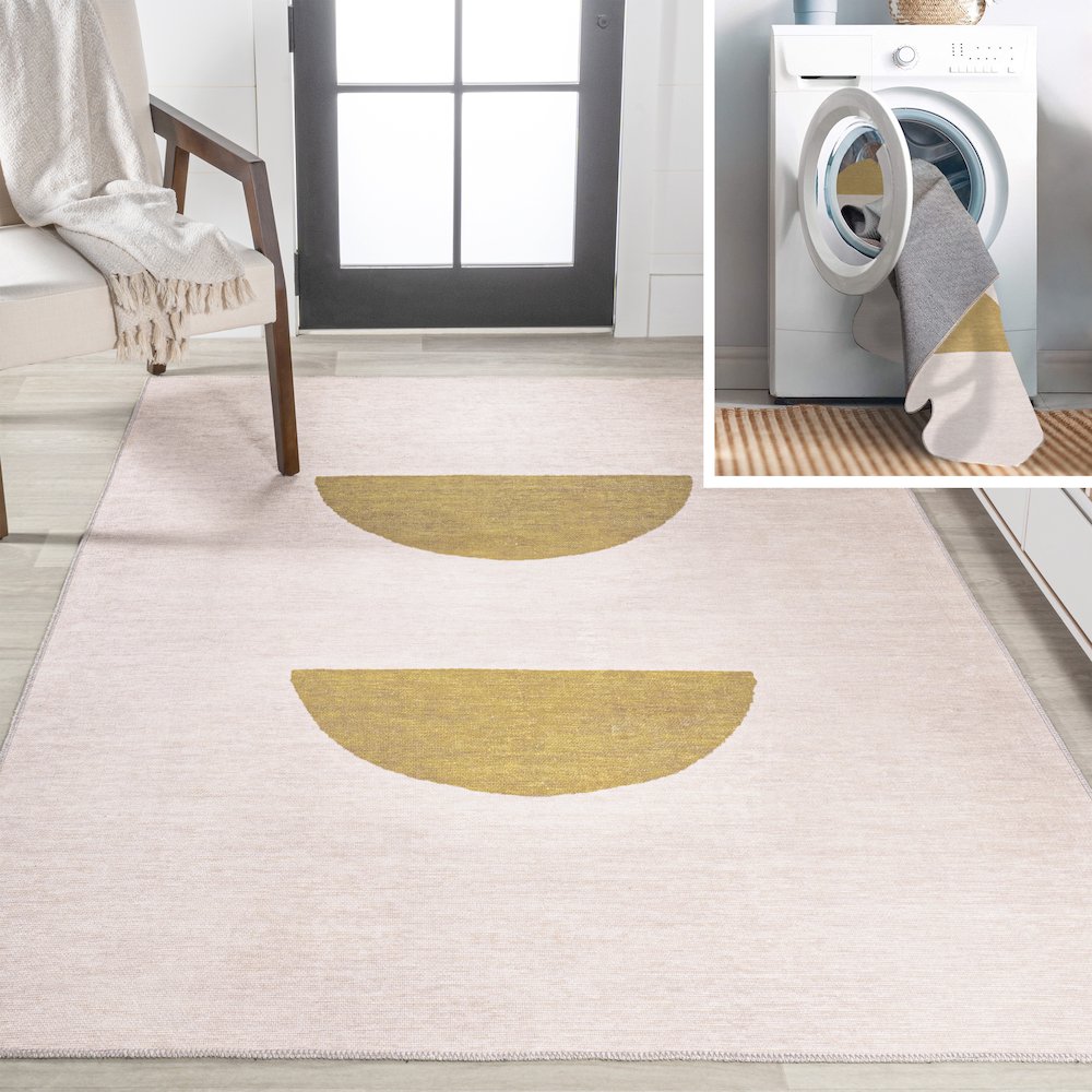 Luola Minimalist Geometric Machine Washable Area Rug