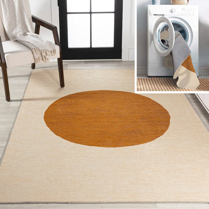 Cirkel Minimalist Geometric Dot Machine Washable Area Rug