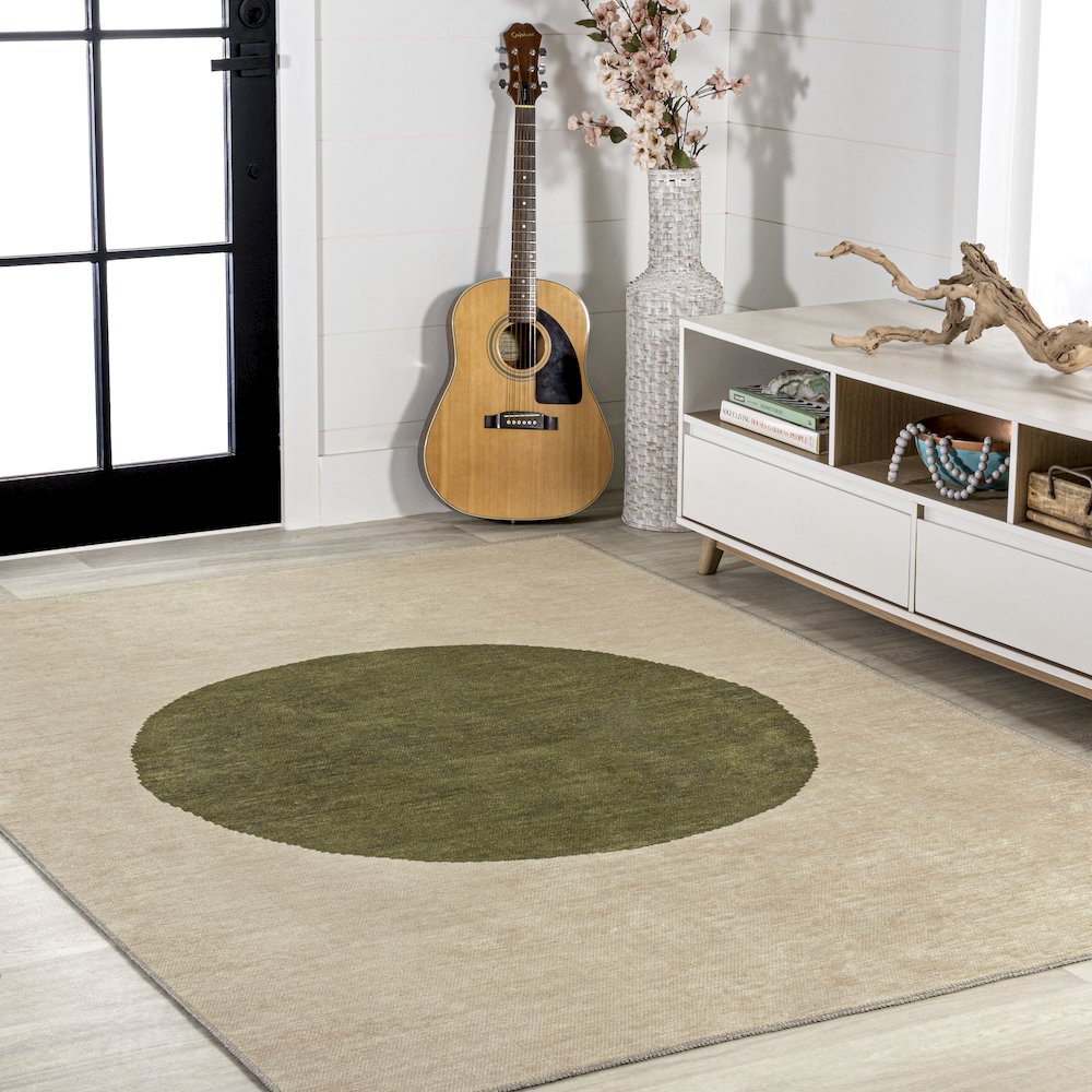 Cirkel Minimalist Geometric Dot Machine Washable Area Rug