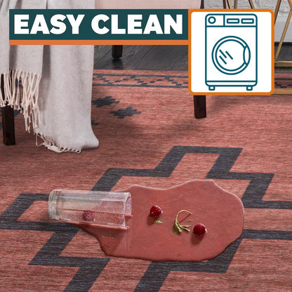 Korsa Geometric Medallion Machine Washable Area Rug