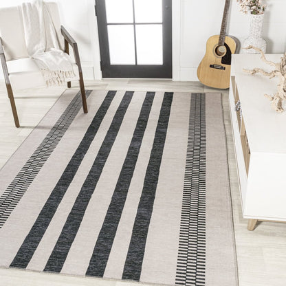 Vichy Geometric Striped Machine Washable Area Rug