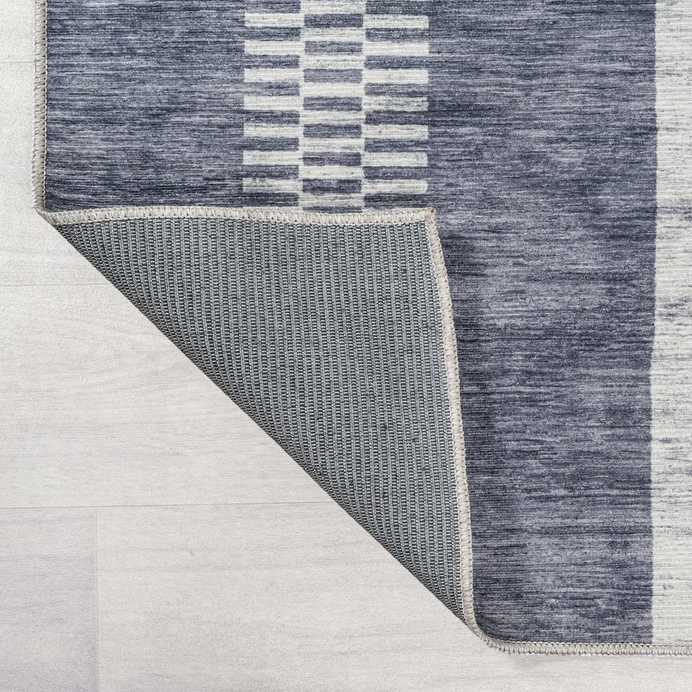 Vichy Geometric Striped Machine-Washable Area Rug