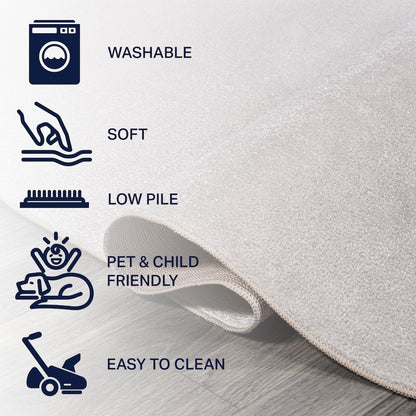 Twyla Classic Solid Low-Pile Machine-Washable Area Rug