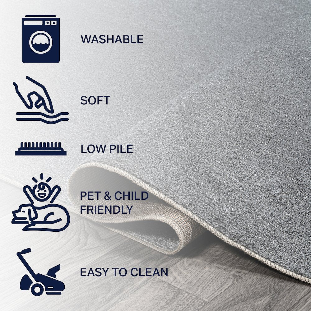 Twyla Classic Solid Low-Pile Machine-Washable Area Rug