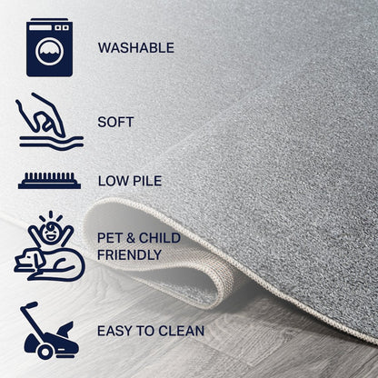 Twyla Classic Solid Low-Pile Machine-Washable Area Rug