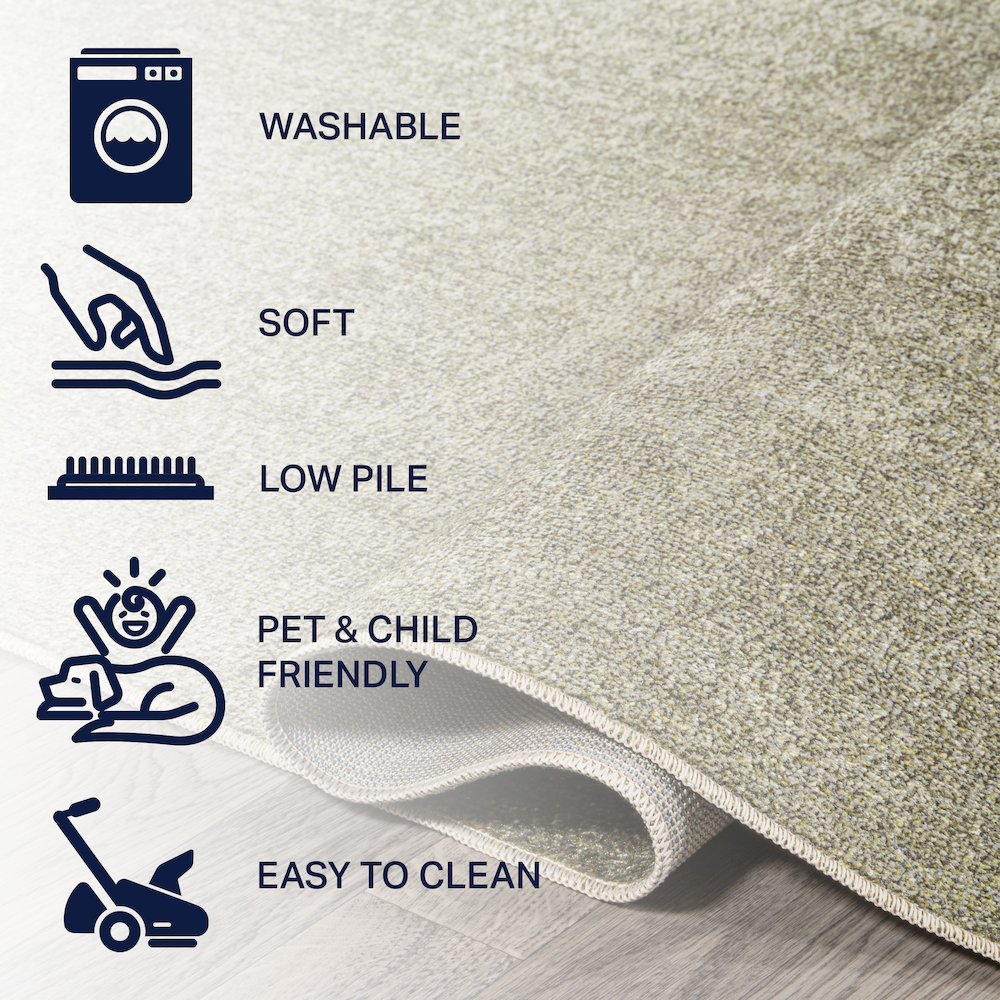 Twyla Classic Solid Low-Pile Machine-Washable Area Rug