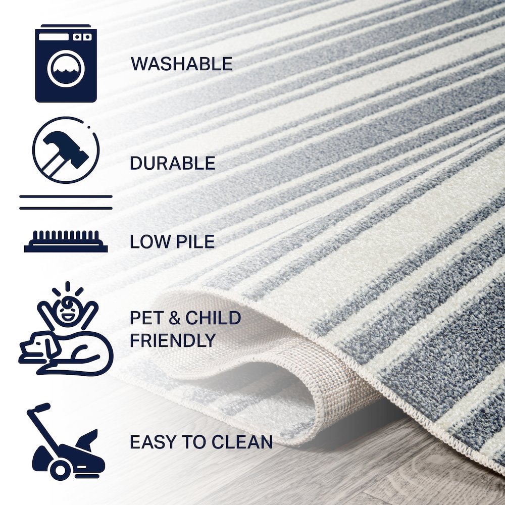 Fawning Two-Tone Striped Classic Low-Pile Machine-Washable Area Rug