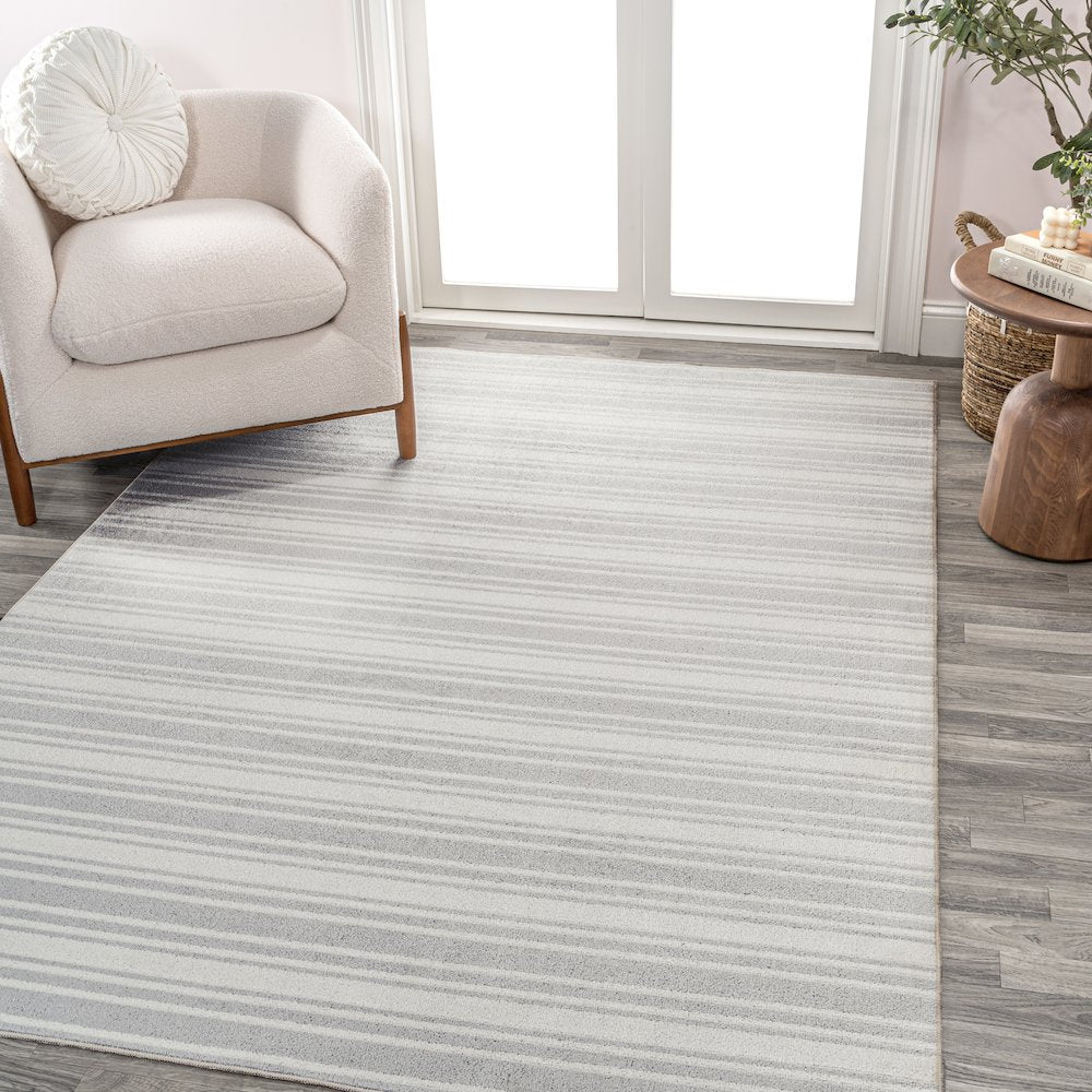 Fawning Two-Tone Striped Classic Low-Pile Machine-Washable Area Rug