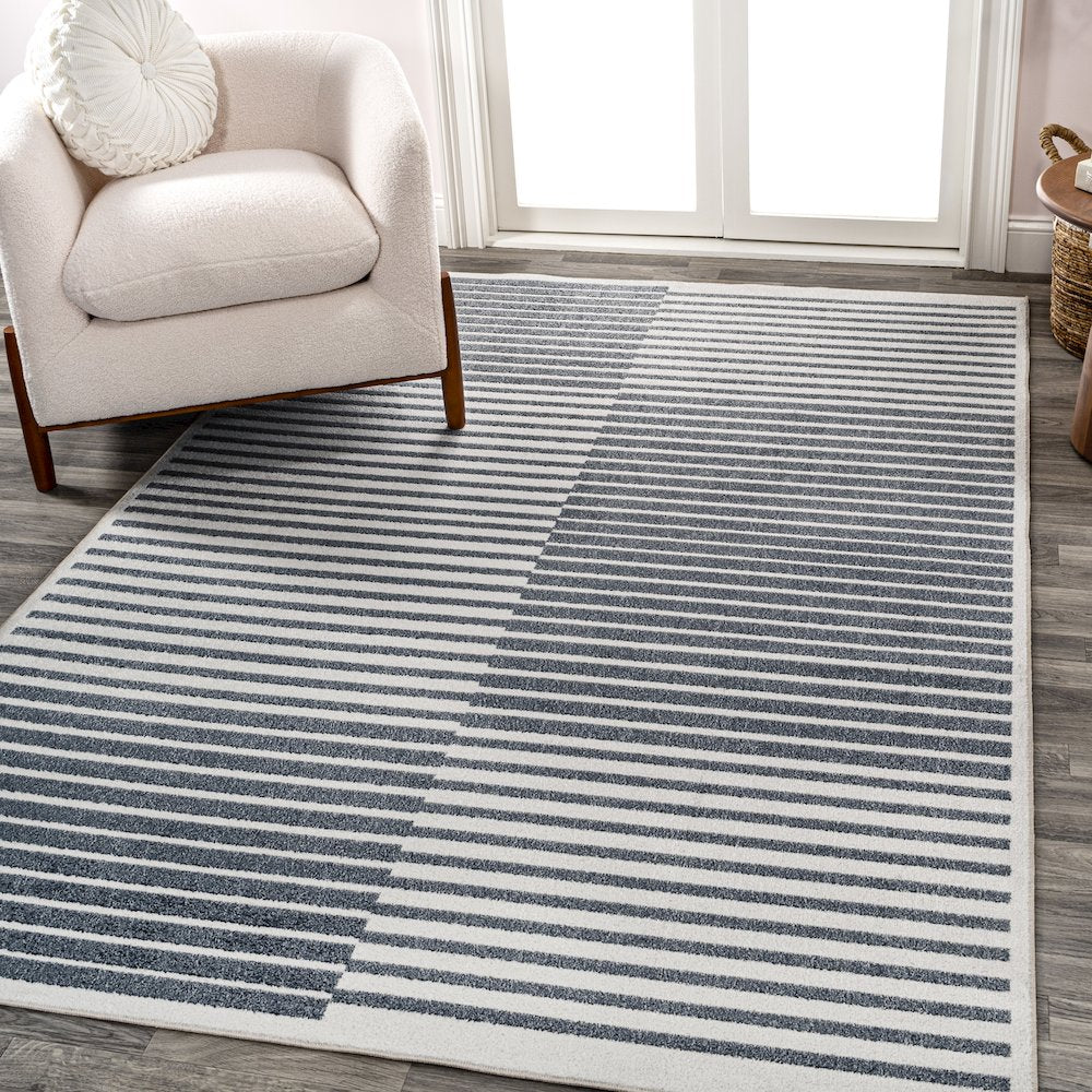 Shutter Minimalist Striped Plaid Machine-Washable Area Rug