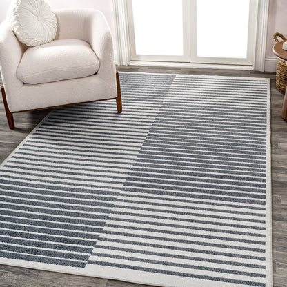 Shutter Minimalist Striped Plaid Machine-Washable Area Rug