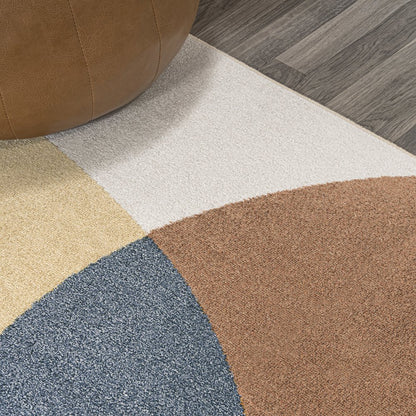 Pebble Geometric Contemporary Machine-Washable Area Rug
