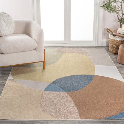 Pebble Geometric Contemporary Machine-Washable Area Rug