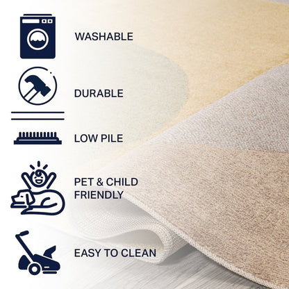 Pebble Geometric Contemporary Machine-Washable Area Rug