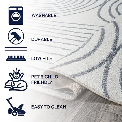 Doodle Contemporary Glam Geometric Machine-Washable Area Rug
