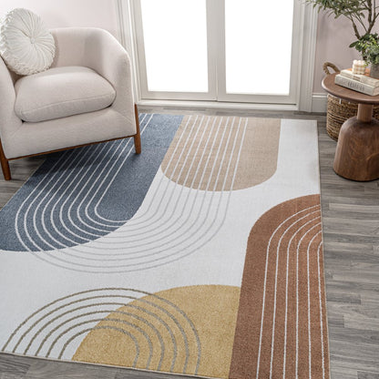 Arches Contemporary Minimalist Machine-Washable Area Rug