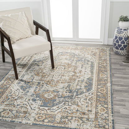 Edith Distressed Medallion Low-Pile Machine-Washable Area Rug