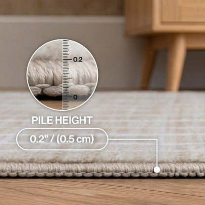 Orton Distressed Ticking Stripe Non-Slip Machine-Washable Indoor Area Rug