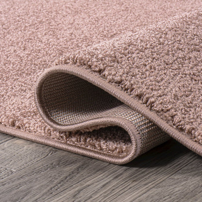 Haze Solid Low Pile Area Rug Pink