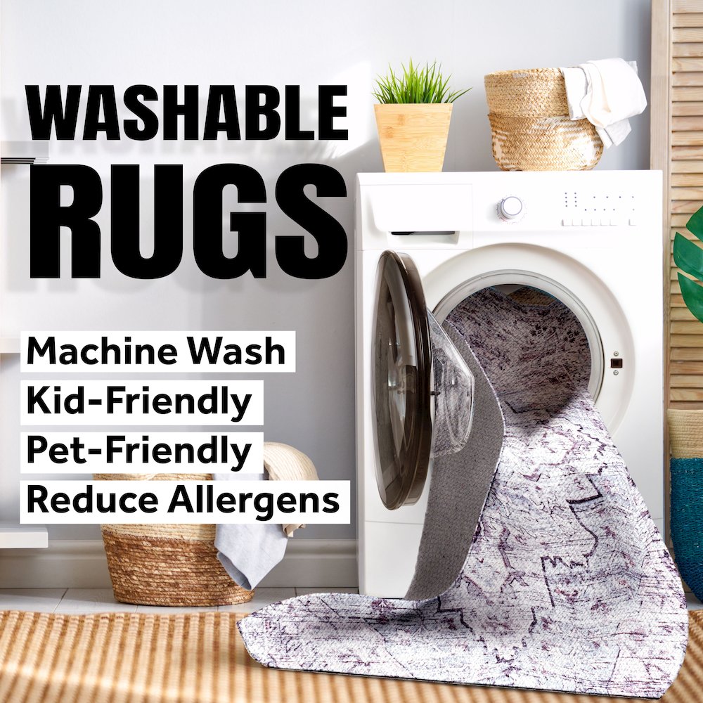 Shaii Global Medallion Low-Pile Machine-Washable Area Rug