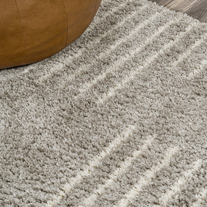 Petra Abstract Stripe Geometric Shag Area Rug