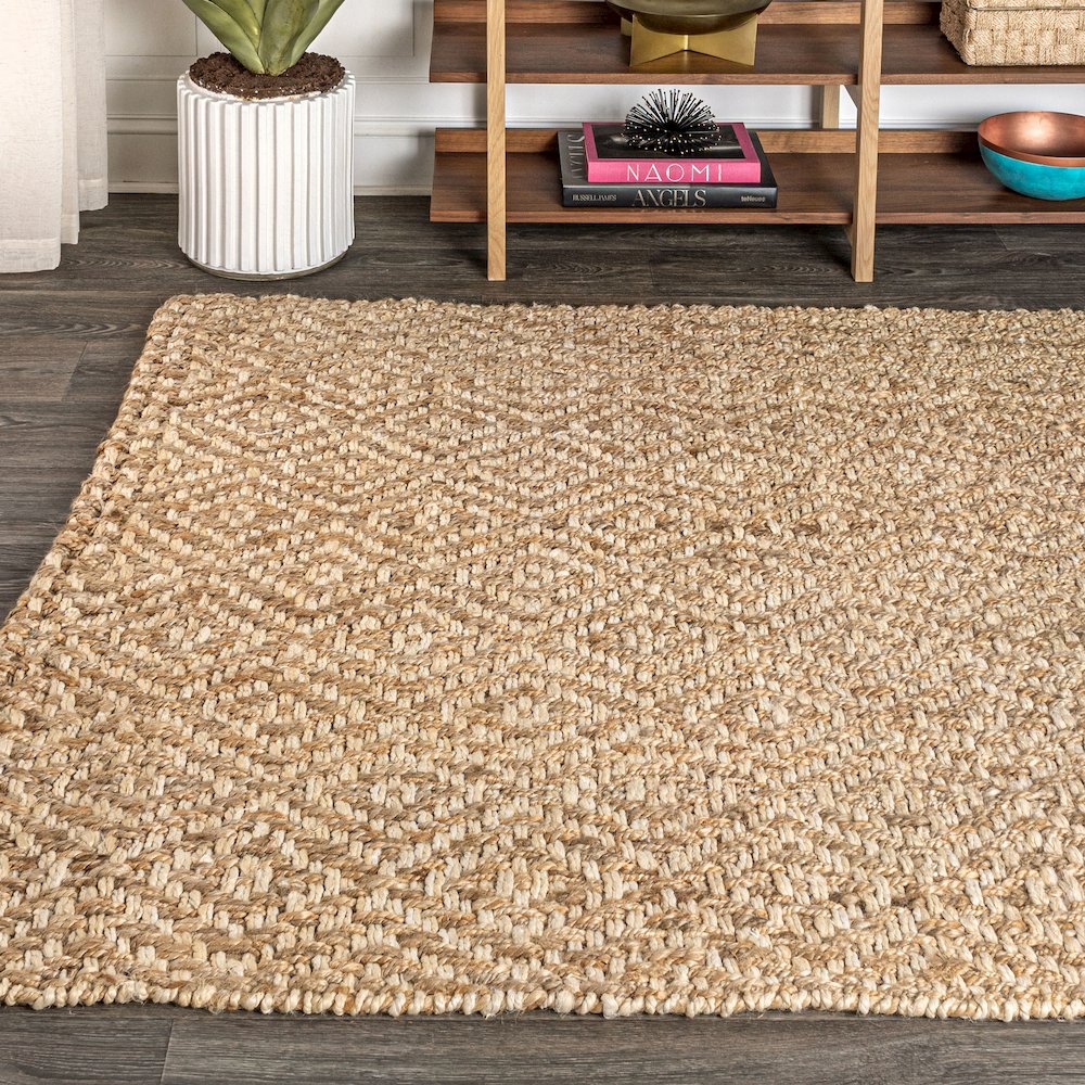 Hira Hand Woven Diamond Chunky Jute Area Rug
