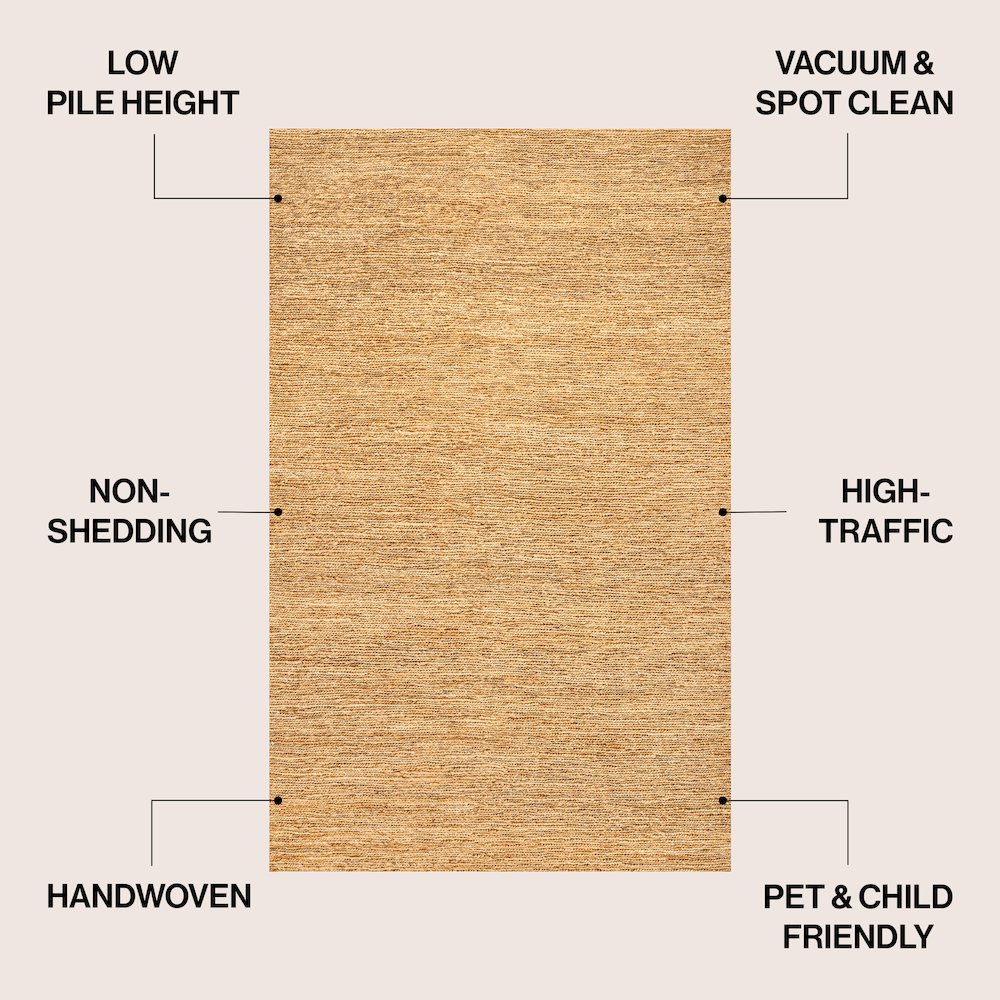 Griffin Rustic Farmhouse Woven Jute Solid Natural 8 ft. x 10 ft. Area Rug