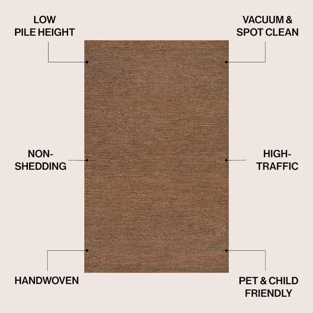 Griffin Rustic Farmhouse Woven Jute Solid Brown 8 ft. x 10 ft. Area Rug