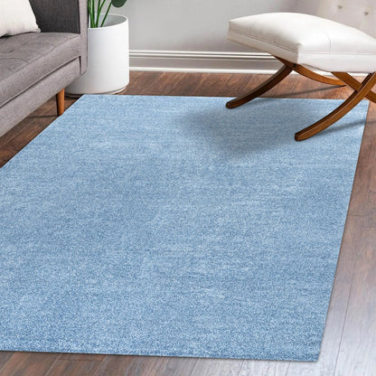 Haze Solid Low Pile Area Rug Classic Blue