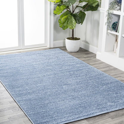 Haze Solid Low Pile Area Rug Classic Blue