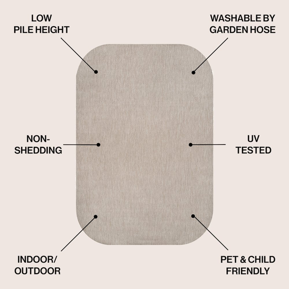 Miles Modern Minimalist Radius Corner SolidIndoor/Outdoor Shaped  Rug